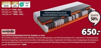 JYSK TASCHENFEDERKERNMATRATZE SEMBELLA $450 90x190/200 cm Angebot