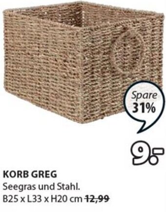 JYSK KORB GREG Seegras und Stahl. B25 x L33 x H20 cm Angebot