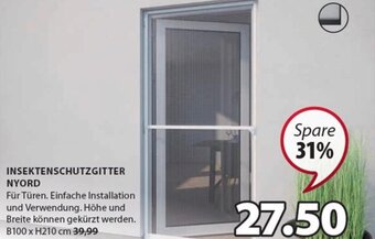 JYSK INSEKTENSCHUTZGITTER NYORD B100 x H210 cm Angebot