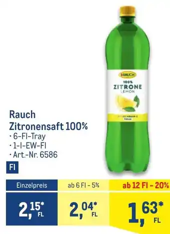 Metro Rauch Zitronensaft 100% Angebot