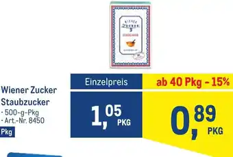 Metro Wiener Zucker Staubzucker • 500-g-Pkg Angebot