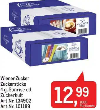 Metro Wiener Zucker Zuckersticks 4 g, Sunrise od. Zuckerkult Art.Nr. 134902 Art.Nr. 101189 Angebot