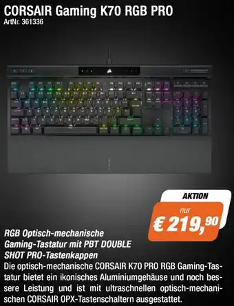 e-tec CORSAIR Gaming K70 RGB PRO RGB Optisch-mechanische Gaming-Tastatur mit PBT DOUBLE SHOT PRO-Tastenkappen Angebot