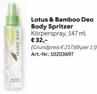 Mary Kay Lotus & Bamboo Deo Body Spritzer Körperspray, 147 ml, Angebot