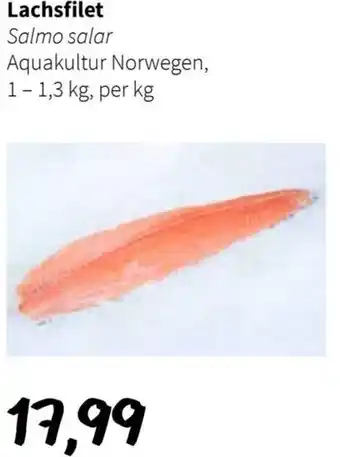 Der Grissemann Lachsfilet Salmo salar Aquakultur Norwegen, 1 - 1,3 kg, per kg Angebot