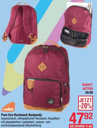 Maximarkt Pure Eco Rucksack Burgundy Angebot