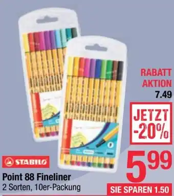 Maximarkt STABILO Point 88 Fineliner 2 Sorten, 10er-Packung Angebot