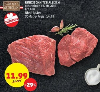 PENNY RINDSSCHNITZELFLEISCH geschnitten od. im Stück pro Kilo Angebot