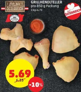 PENNY GRILLHENDLTELLER pro 850 g Packung Angebot