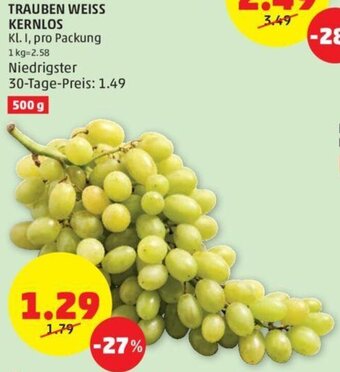 TRAUBEN WEISS KERNLOS Kl. I, pro Packung