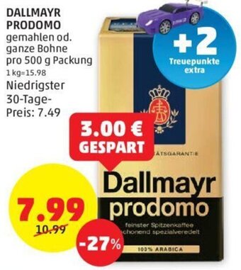 PENNY Dallmayr prodomo gemahlen od. ganze Bohne pro 500 g Packung Angebot