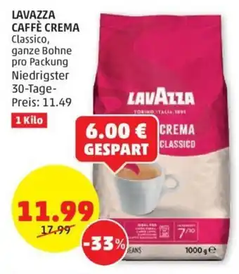 PENNY LAVAZZA CAFFÈ CREMA Classico, ganze Bohne pro Packung Angebot
