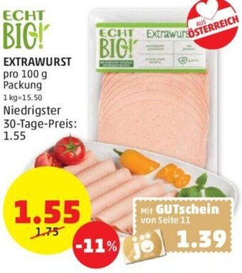 PENNY EXTRAWURST pro 100 g Angebot