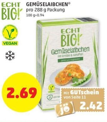 PENNY GEMÜSELAIBCHEN* pro 288 g Packung Angebot