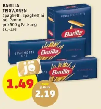 PENNY BARILLA TEIGWAREN Spaghetti, Spaghettini od. Penne pro 500 g Packung Angebot