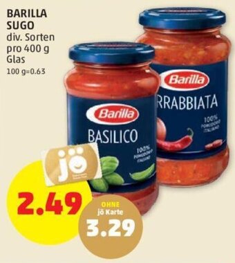 PENNY BARILLA SUGO div. Sorten pro 400 g Glas Angebot