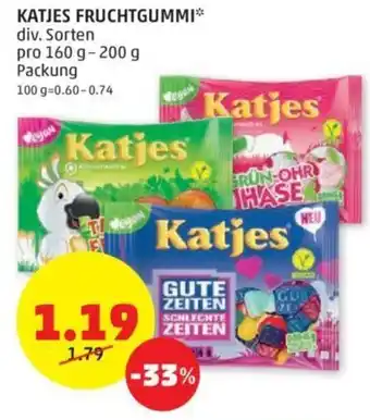 PENNY KATJES FRUCHTGUMMI* div. Sorten pro 160 g- 200 g Packung Angebot