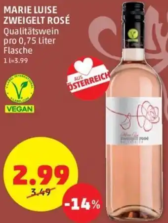 PENNY MARIE LUISE ZWEIGELT ROSÉ Qualitätswein pro 0,75 Liter Flasche Angebot