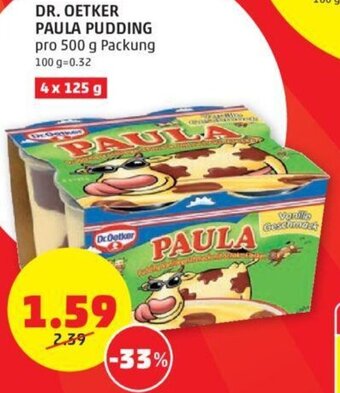 PENNY DR. OETKER PAULA PUDDING pro 500 g Packung Angebot