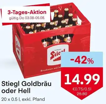 MPreis Stiegl Goldbräu oder Hell 20 x 0.5 I Angebot