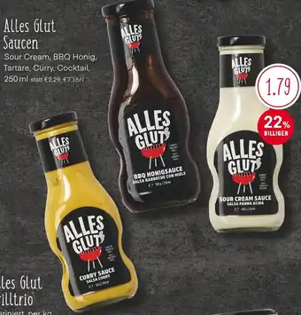 MPreis Alles Glut Saucen Sour Cream, BBQ Honig, Tartare, Curry, Cocktail, 250 ml Angebot