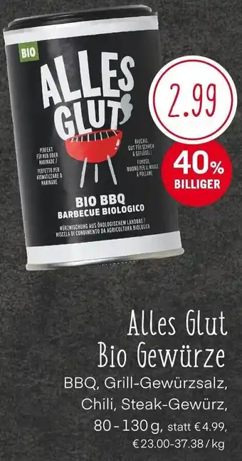 MPreis Alles Glut Bio Gewürze BBQ, Grill-Gewürzsalz, Chili, Steak-Gewürz, 80-130 g Angebot