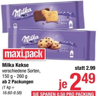 Maximarkt Milka Kekse verschiedene Sorten, 150 g - 260 g Angebot