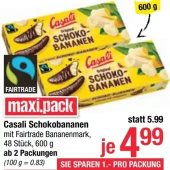 Maximarkt Casali Schokobananen mit Fairtrade Bananenmark, 48 Stück, 600 g Angebot