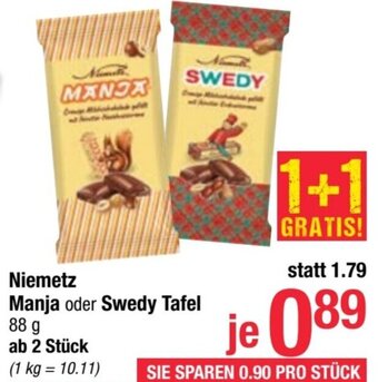 Maximarkt Niemetz Manja oder Swedy Tafel 88 g Angebot