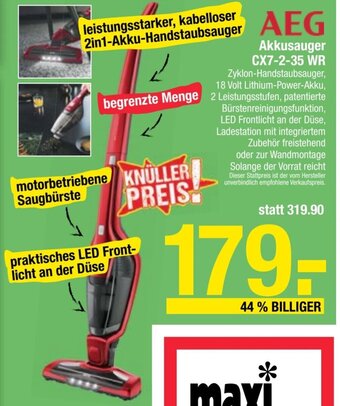 Maximarkt AEG Akkusauger CX7-2-35 WR Angebot