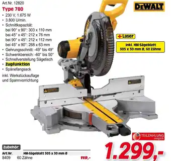 Zgonc DeWalt Akku Zug-Kapp- und Gehrungssägen Type 780 Angebot