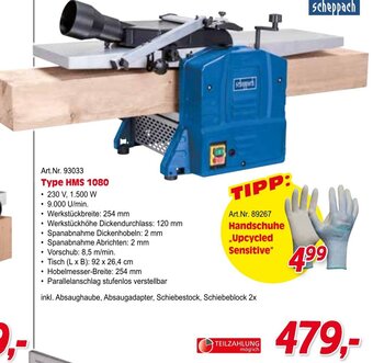 Zgonc Scheppach Abricht-Dickenhobelmaschinen Type HMS 1080 Angebot