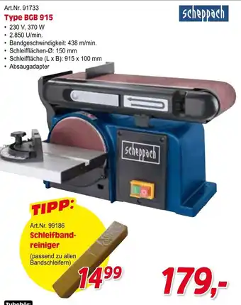 Zgonc Scheppach Stand-Band-Tellerschleifer Type BGB 915 Angebot