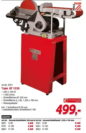 Zgonc Holz Mann Stand-Band-Tellerschleifer Art.Nr. 8751 Type BT 1220 Angebot