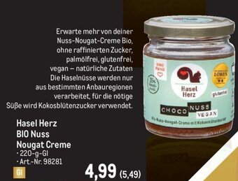 Metro Hasel Herz BIO Nuss Nougat Creme 220g Angebot