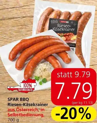 Spar SPAR BBQ Riesen-Käsekrainer aus Österreich, in Selbstbedienung, 700 g Angebot