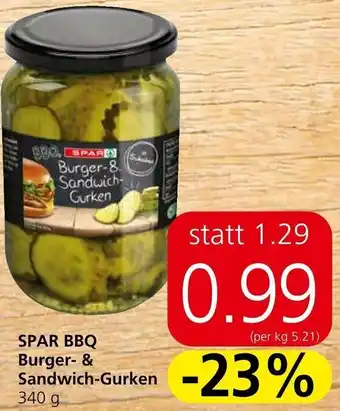 Spar SPAR BBQ Burger- & Sandwich-Gurken 340 g Angebot