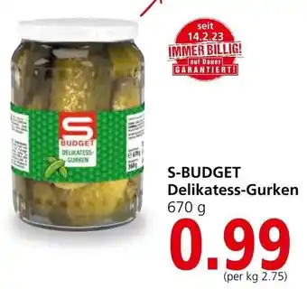 Spar S-BUDGET Delikatess-Gurken 670 g Angebot
