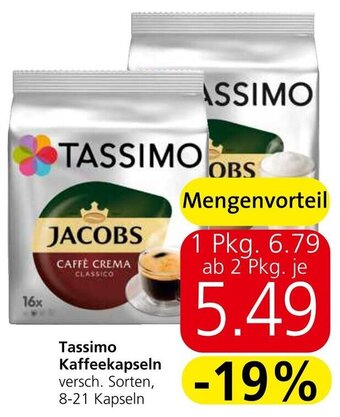 Spar Tassimo Kaffeekapseln versch. Sorten, 8-21 Kapseln Angebot