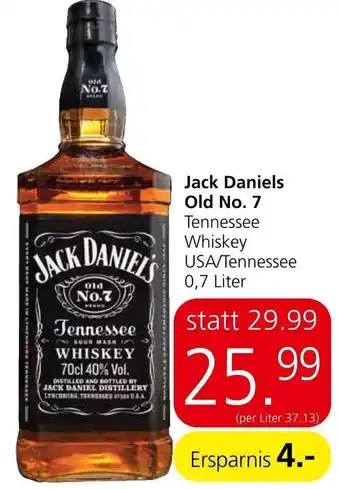Spar Jack Daniels Old No. 7 Tennessee Whiskey USA/Tennessee 0,7 Liter Angebot