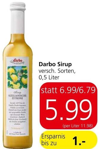 Spar Darbo Sirup versch. Sorten, 0,5 Liter Angebot
