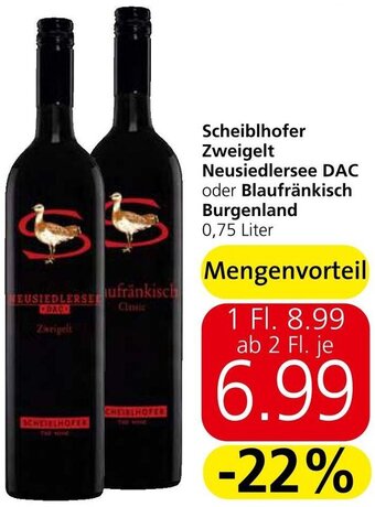 Spar Scheiblhofer Zweigelt Neusiedlersee DAC oder Blaufränkisch Burgenland 0,75 Liter Angebot