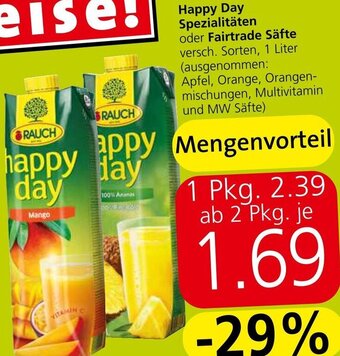 Spar Happy Day Spezialitäten oder Fairtrade Säfte versch. Sorten, 1 Liter Angebot
