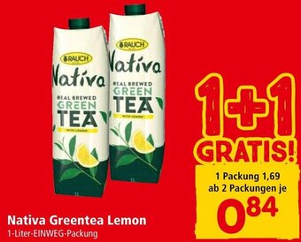 Interspar Nativa Greentea Lemon 1-Liter-EINWEG-Packung Angebot