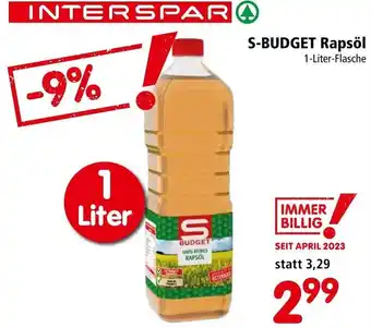 Interspar S-BUDGET Rapsöl Hendifilet 1-Liter-Flasche Angebot