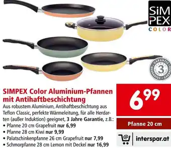 Interspar SIMPEX Color Aluminium-Pfannen mit Antihaftbeschichtung • Pfanne 20 cm Angebot