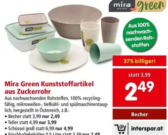 Interspar Mira Green Kunststoffartikel aus Zuckerrohr • Becher Angebot