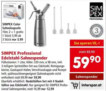 Interspar SIMPEX Professional Edelstahl-Sahnespender Angebot