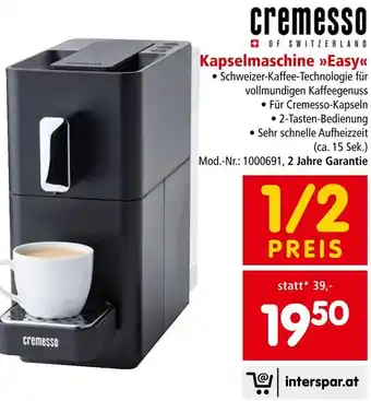 Interspar cremesso Kapselmaschine >> Easy<< Angebot