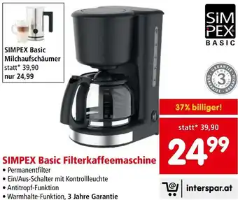 Interspar SIMPEX Basic Filterkaffeemaschine Angebot